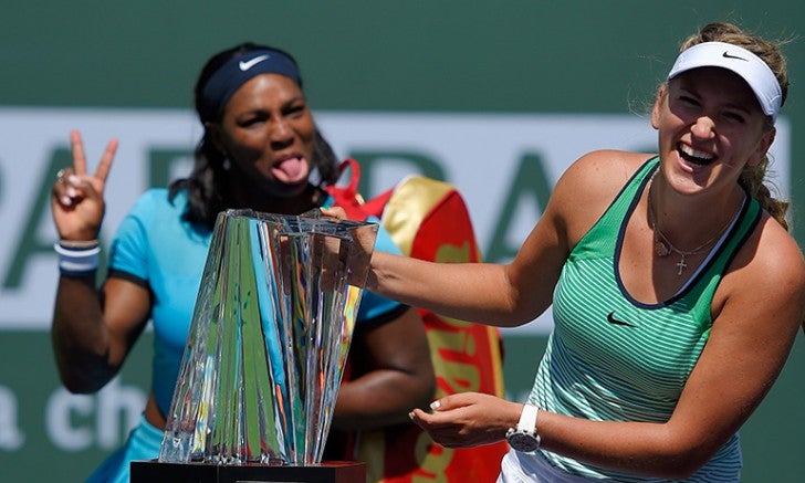 Victoria Azarenka celebrando su victoria ante Serena Williams