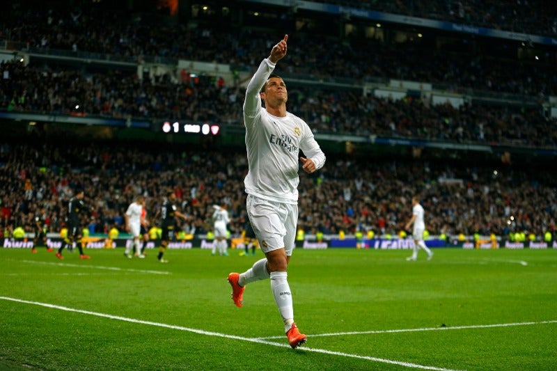 CR7 celebra su gol en el partido del Madrid