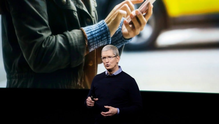 Tim Cook durante la presentación de los nuevos lanzamientos de Apple