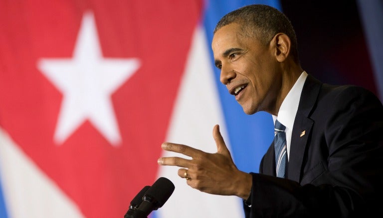 Barack Obama durante un discurso en La Habana