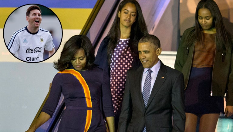 La familia Obama a su llegada a Buenos Aires