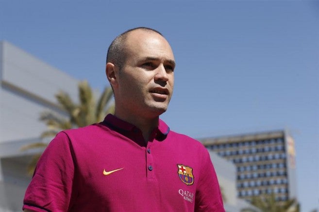 Andrés Iniesta, antes de atender a los medios de comunicación