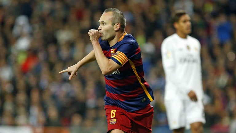 Iniesta festeja su golazo contra Real Madrid