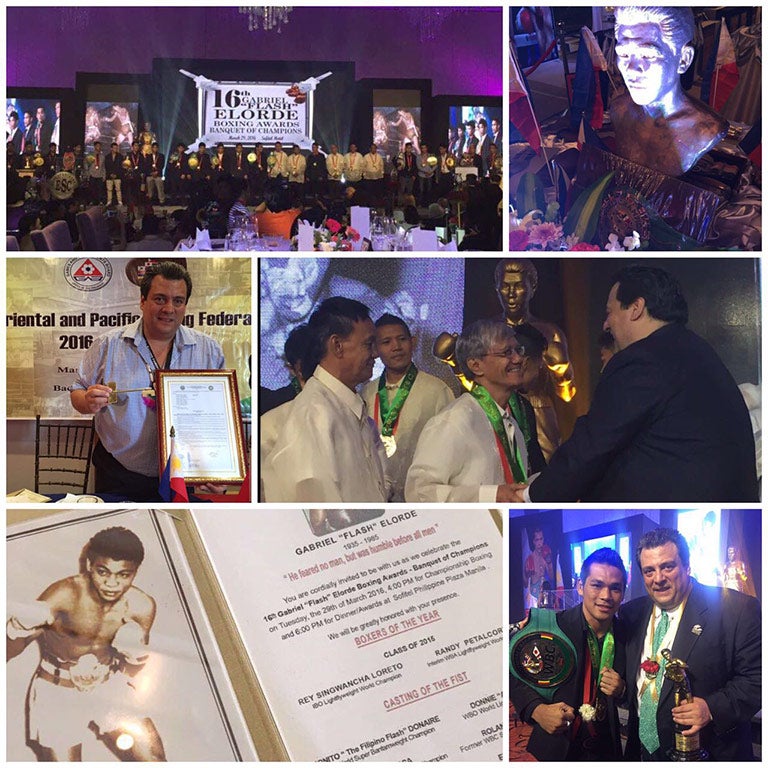 Collage con momentos de la ceremonia para Mauricio Sulaimán en Filipinas