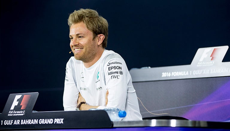 Nico Rosberg, en la conferencia de pilotos previa al GP de Bahréin