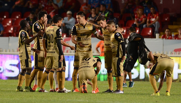 Jugadores de Dorados, durante el partido contra Veracruz