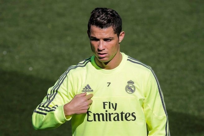 CR7, en un entrenamiento del Real Madrid