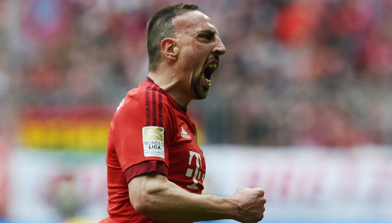 Franck Ribery festeja una anotación con Bayern Munich