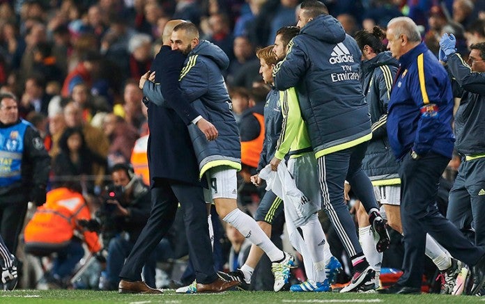 Zinedine Zidane, celebrando al termino del Clásico Español