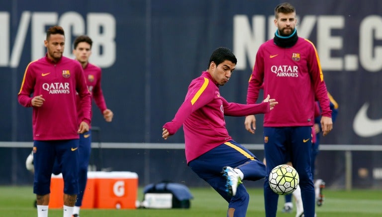 Luis Suárez en el entrenamiento del Barcelona