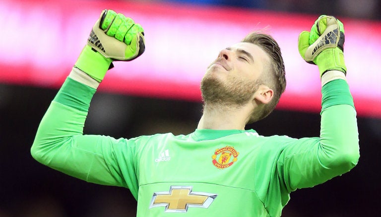 De Gea celebra gol del United contra el City