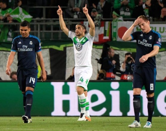 Rodríguez celebra su tanto contra el Real Madrid