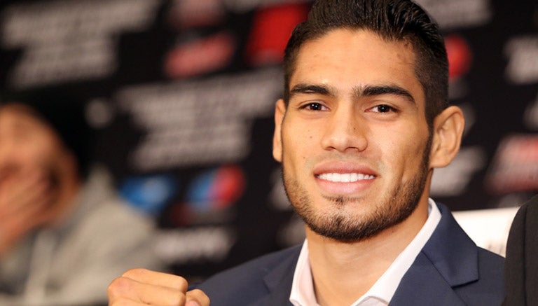 El Zurdo, durante la presentación de la pelea Pacquiao-Bradley