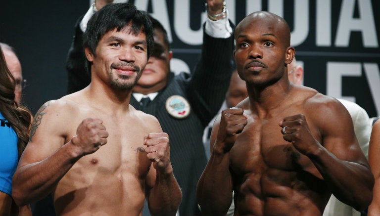 Pacquiao y Bradley durante la ceremonia de pesaje