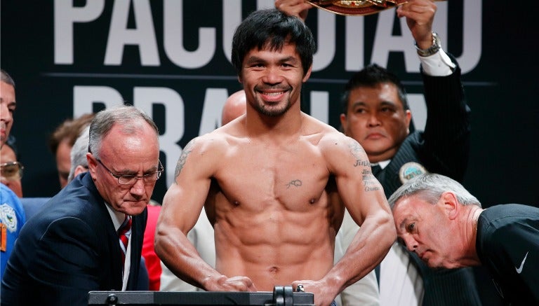 Manny Pacquiao durante el pesaje previo a la pelea