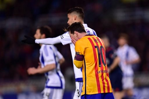 Messi lamtendo la anotación de la Real