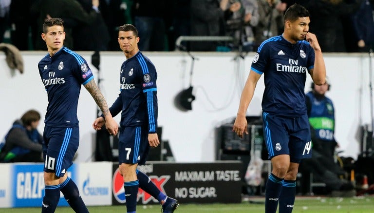 James, Cristiano y Casemiro tras la Ida de Champions