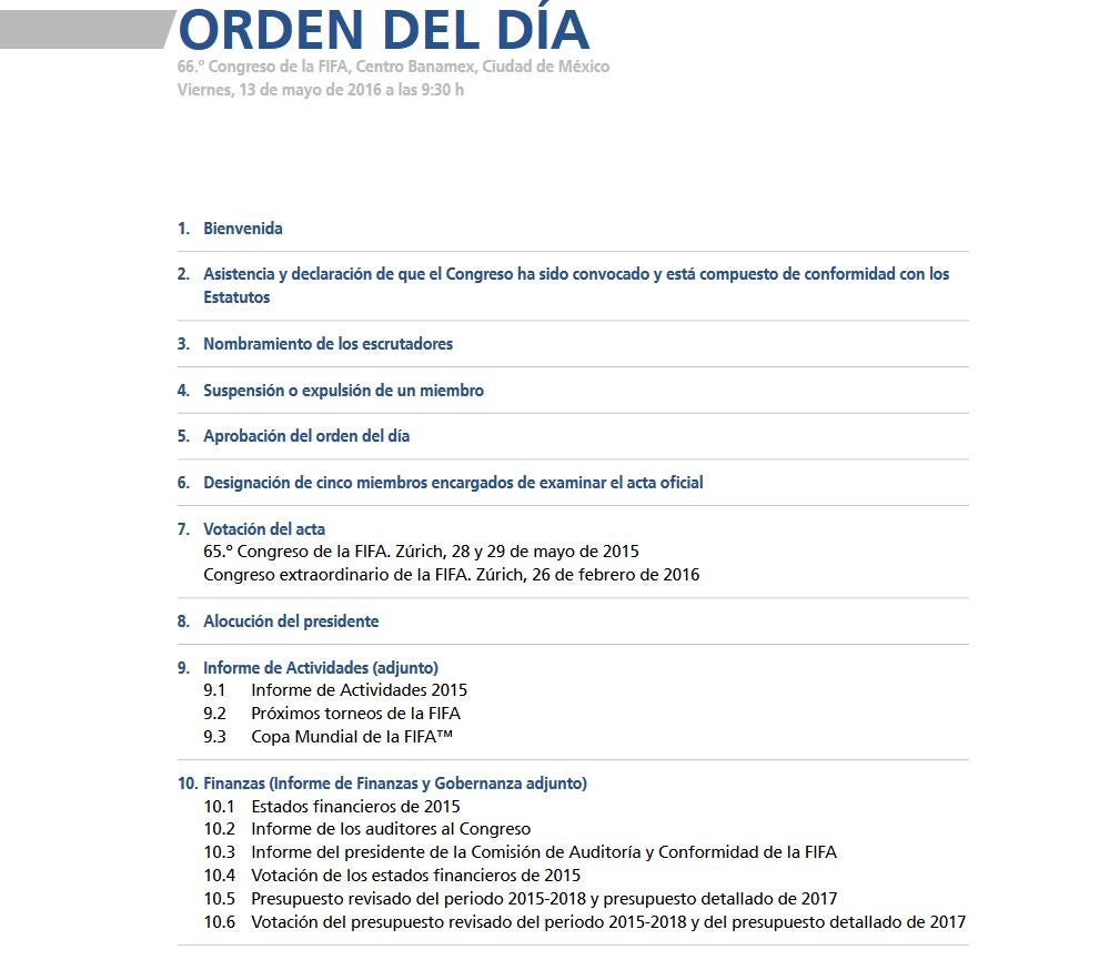 Las actividades del Congreso de FIFA