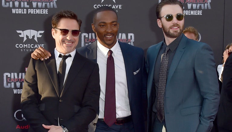 Downey Jr, Mackie y Evans en la alfombra roja de la premiere de Civil War