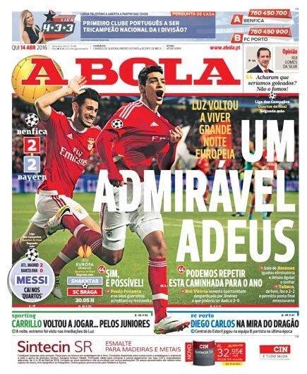 'A BOLA' reconoció que la participación del Benfica fue admirable