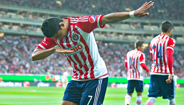 Orbelín Pineda celebra su gol con un 'dab'