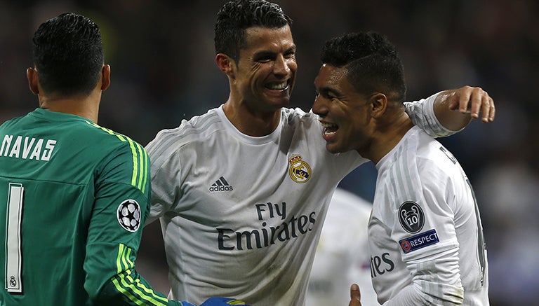 Cristiano Ronaldo celebra la victoria contra Wolfsburgo