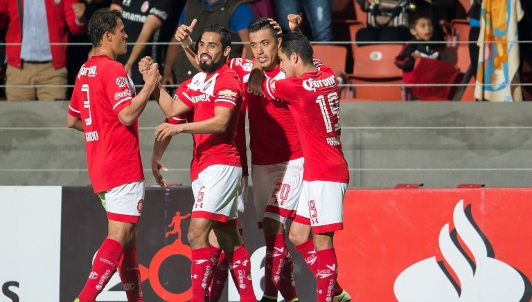 Los jugadores del Toluca celebran un gol en la Copa Libertadores