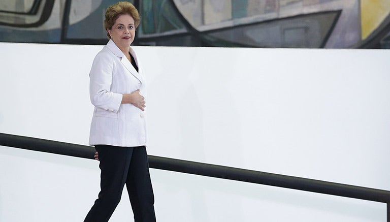 Dilma Rousseff  arriba a una ceremonia en Brasil