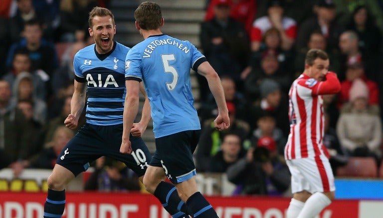 Harry Kane celebrando su anotación contra Stoke