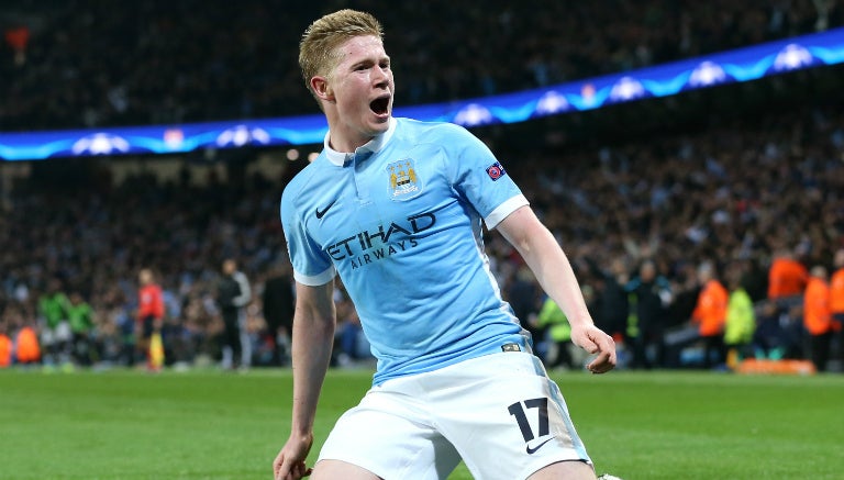 Kevin De Bruyne festeja tras una anotación del City