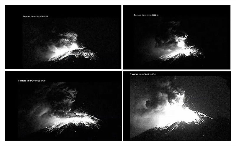 Cuatro imágenes del volcán durante la explosión