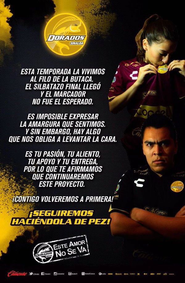 Carta hacia afición de Dorados 