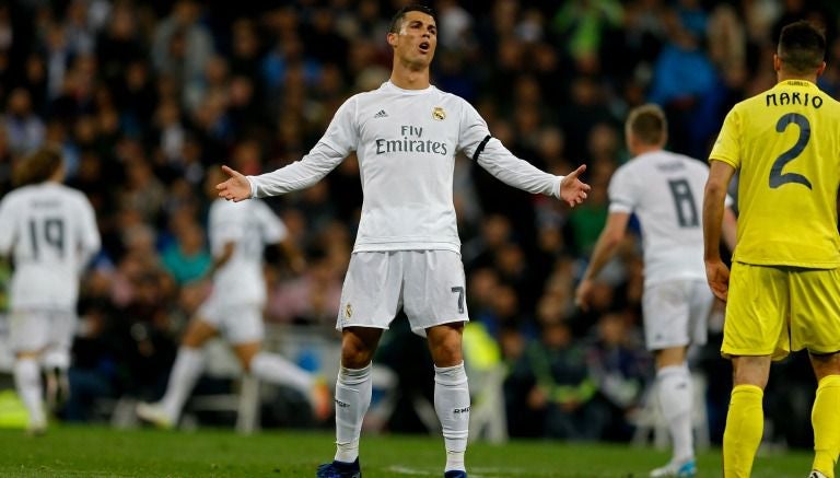 Cristiano Ronaldo lamentando una acción contra Villarreal