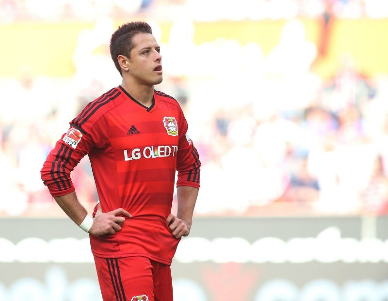 Javier Hernández durante un partido del Bayer Leverkusen