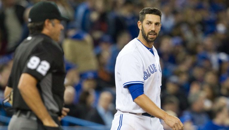 Chris Colabello en juego con los Azulejos de Toronto