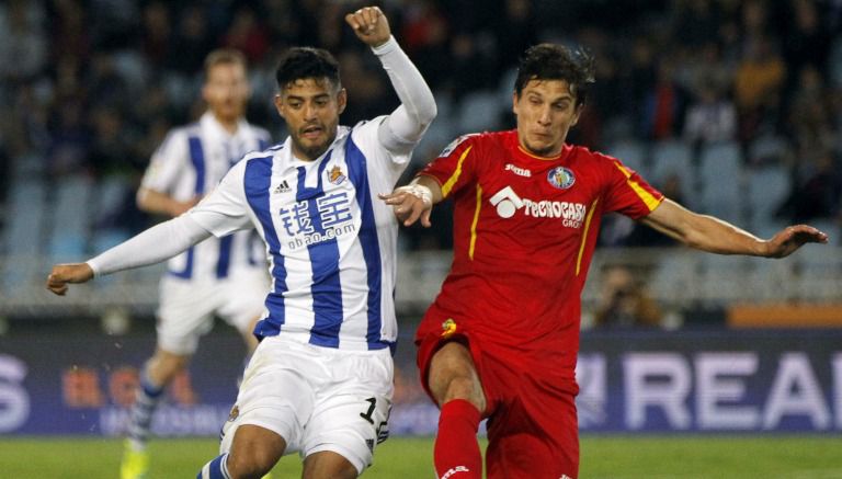 Vela, durante un encuentro de la Real Sociedad