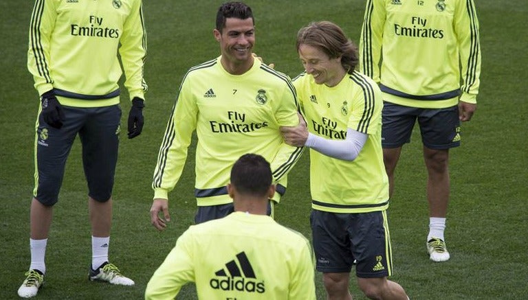 CR7, en un entrenamiento del Real Madrid