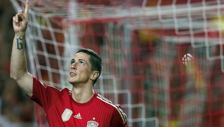 Fernando Torres celebra un gol con 'La Roja' en 2014