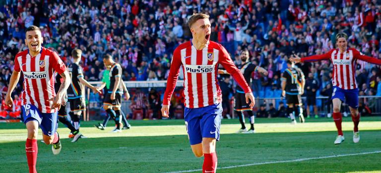 Griezmann celebra el único tanto del partido