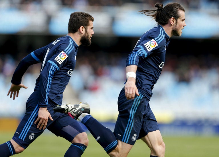 Bale festeja el gol del triunfo contra la Real Sociedad