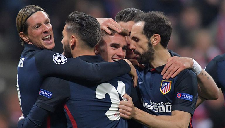 El Atleti celebra el gol de Griezmann contra Bayern Munich