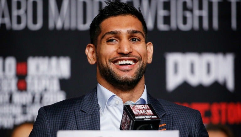 Khan, durante una conferencia de prensa en Las Vegas 