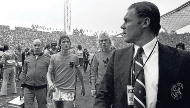 Johan Cruyff después de un partido en el Mundial