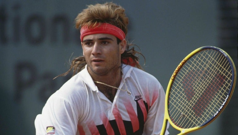 Andre Agassi durante un partido de Tenis