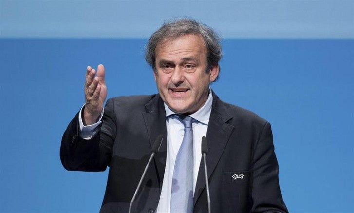 Platini, durante un discurso