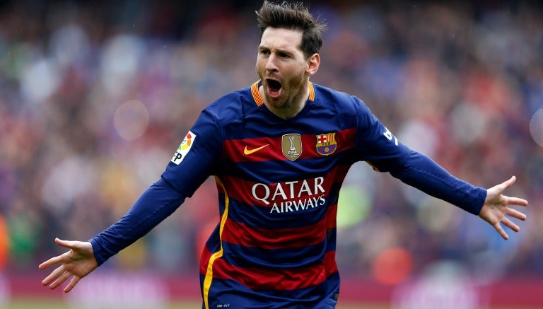 Lionel Messi celebrando un gol del Barcelona