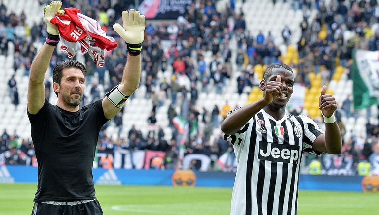 Buffon celebra el título de la Juventus