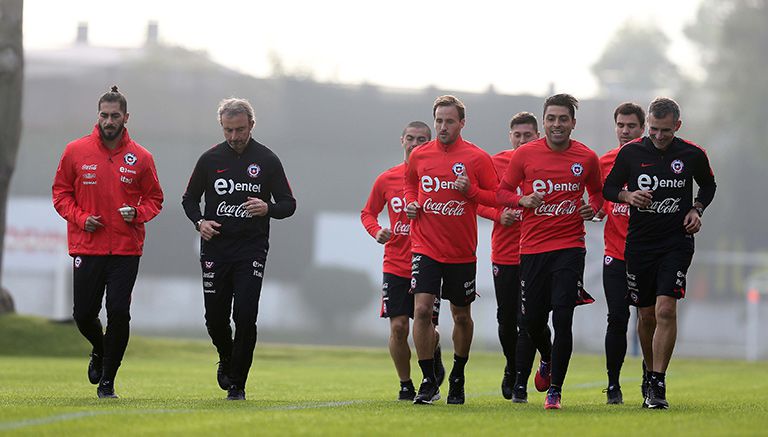 Jugadores chilenos, entrenando con su selección de cara a Copa América