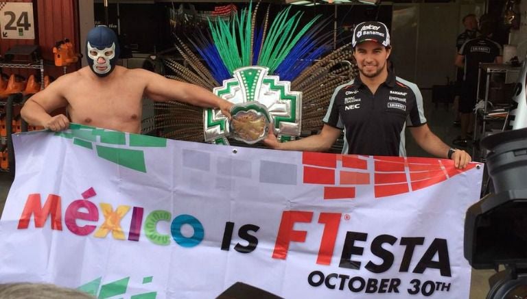 Blue Demon Jr. y Sergio 'Checo' Pérez promocionan el GP de México