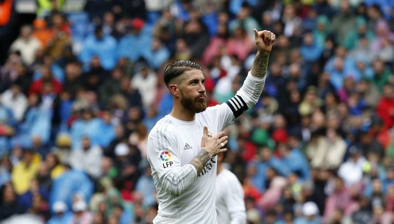 Sergio Ramos durante un partido con el Real Madrid